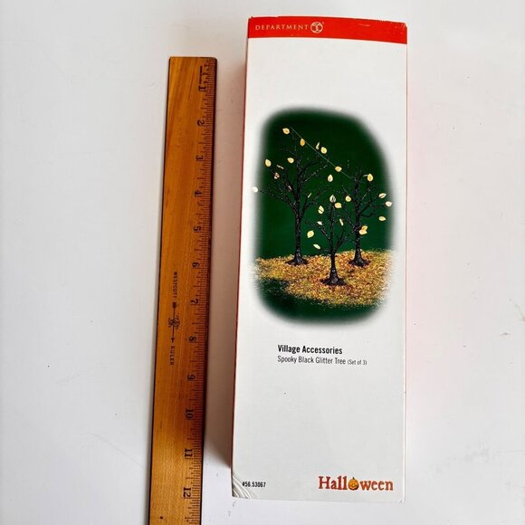Department 56 Halloween Village Spooky Black Glitter Trees Set 3 56.53067 New - Picture 3 of 6